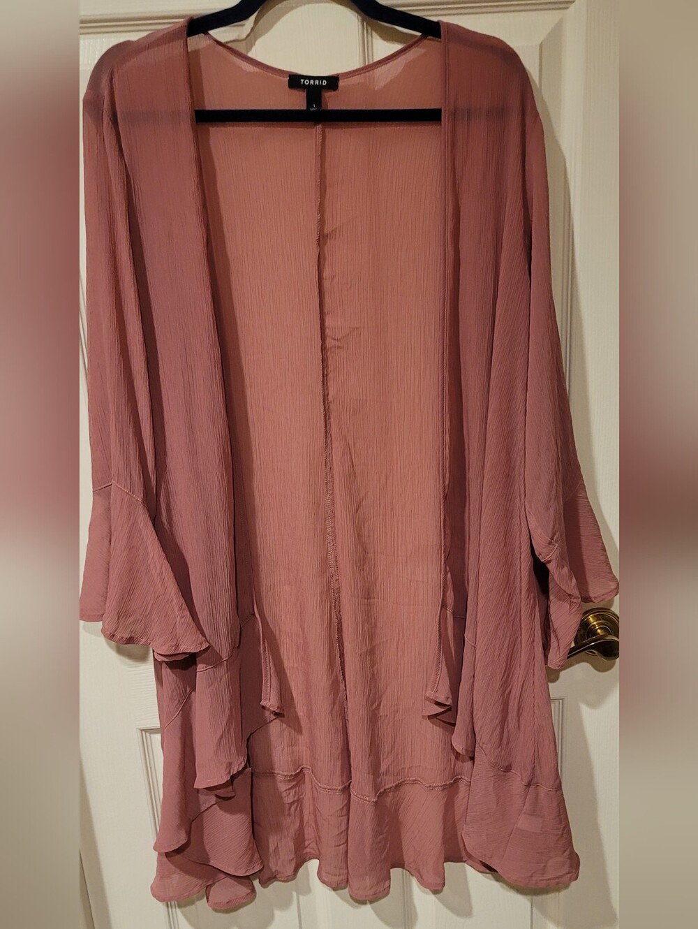 torrid Size 1 Dusty Rose Open Front Chiffon Kimono